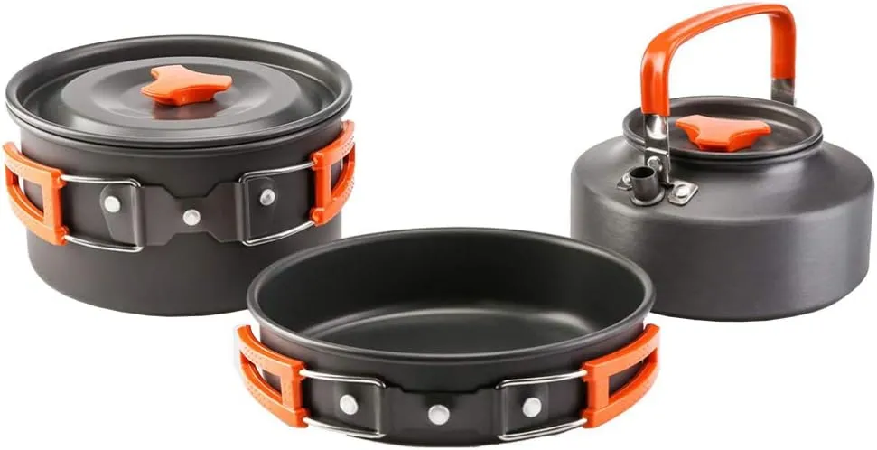 BESPORTBLE 1set Portable Outdoor Camping Cooking Pot Lightweight Alloy Cookware for People for Hiking Picnics and Other Outdoor Activities High-Temperature Resistant and
