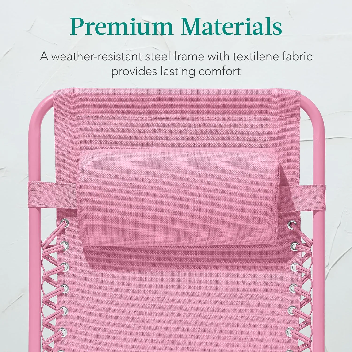 Best Choice Products Adjustable Zero Gravity Chair, Monochromatic Color Folding Patio Recliner w/Side Tray, Headrest - Carnation