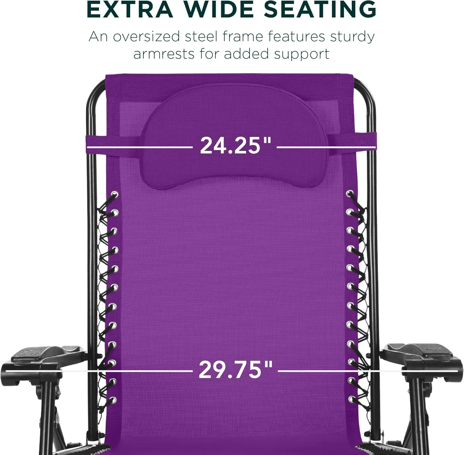 Best Choice Products Oversized Zero Gravity Chair, Folding Outdoor Patio Lounge Recliner w/Cup Holder Accessory Tray, Pillow - Amethyst Purple