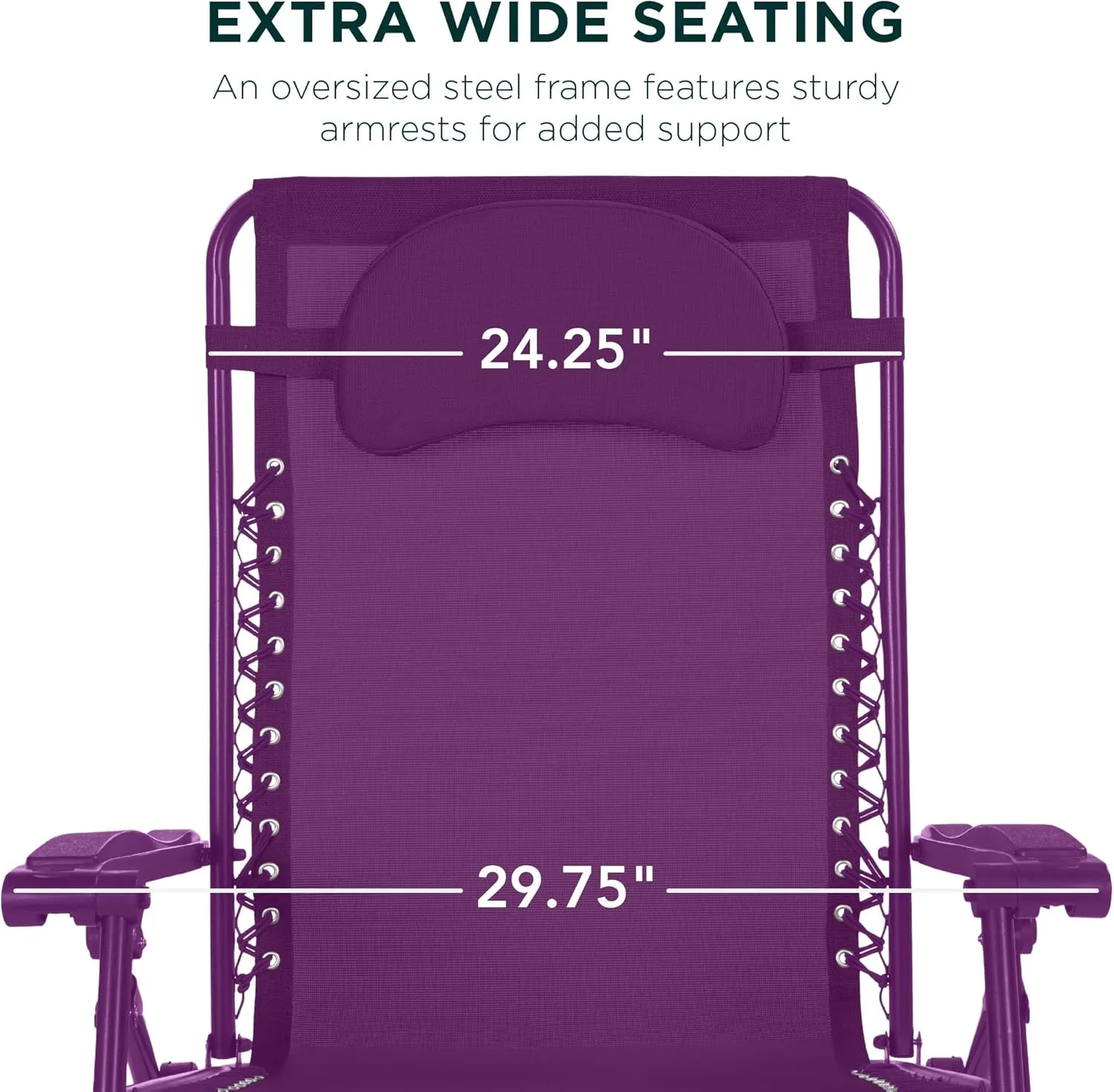 Best Choice Products Oversized Zero Gravity Chair, Folding Outdoor Patio Lounge Recliner w/Cup Holder Accessory Tray, Pillow - Amethyst