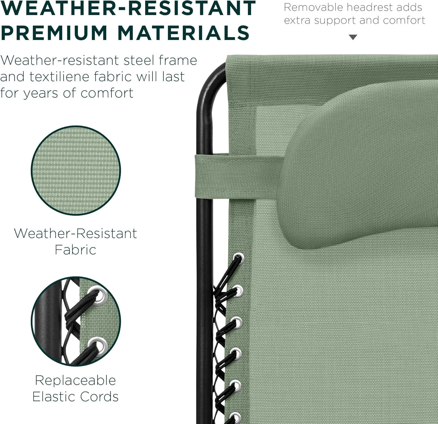 Best Choice Products Oversized Zero Gravity Chair, Folding Outdoor Patio Lounge Recliner w/Cup Holder Accessory Tray, Pillow - Sage Green