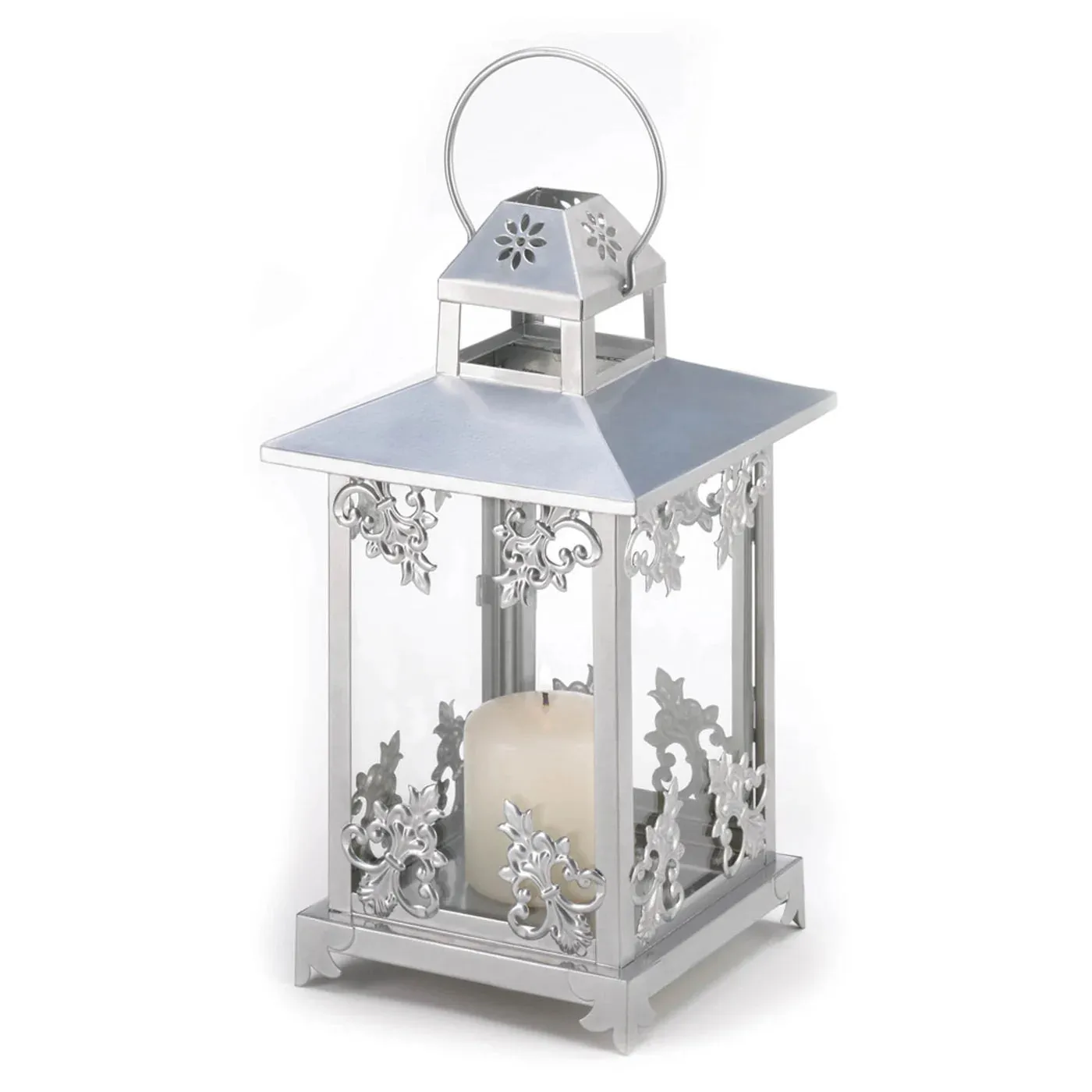 Bestseller bargain SCROLLWORK Trustworthy service LANTERN CANDLE SILVER