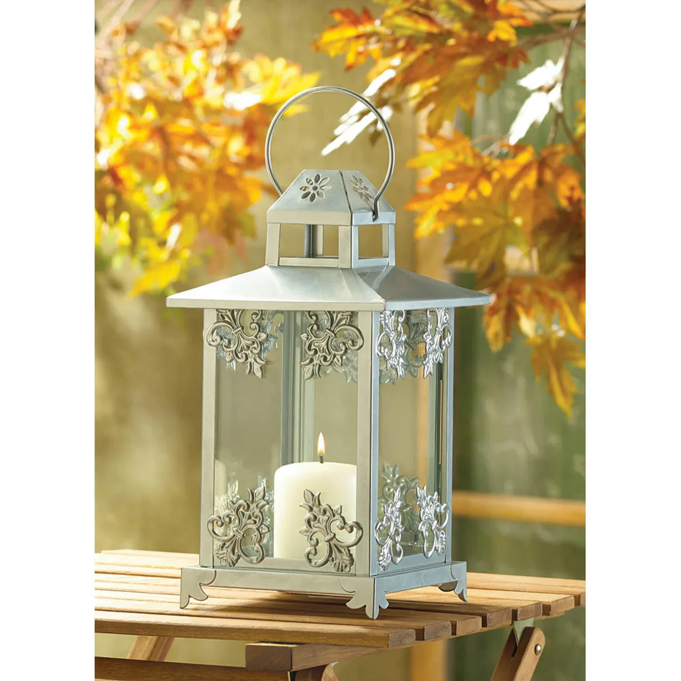 Bestseller bargain SCROLLWORK Trustworthy service LANTERN CANDLE SILVER