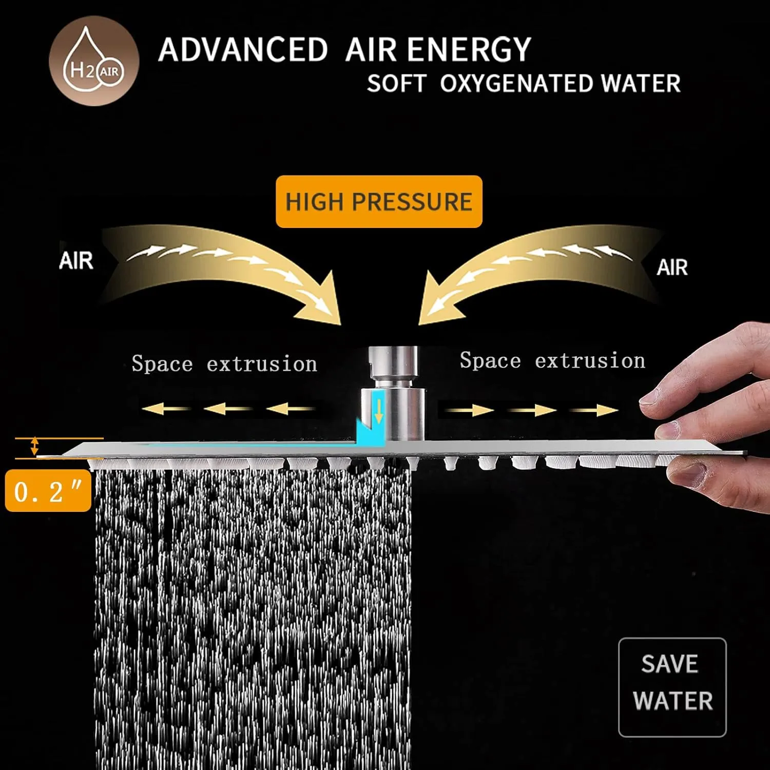 BESy Shower System with 12 Inch Rain Shower Head and Handheld Wall Mounted, High Pressure Rainfall Shower Faucet Fixture Combo Set with 2 in 1 Handheld Showerhead for Bathroom, Brushed Nickel
