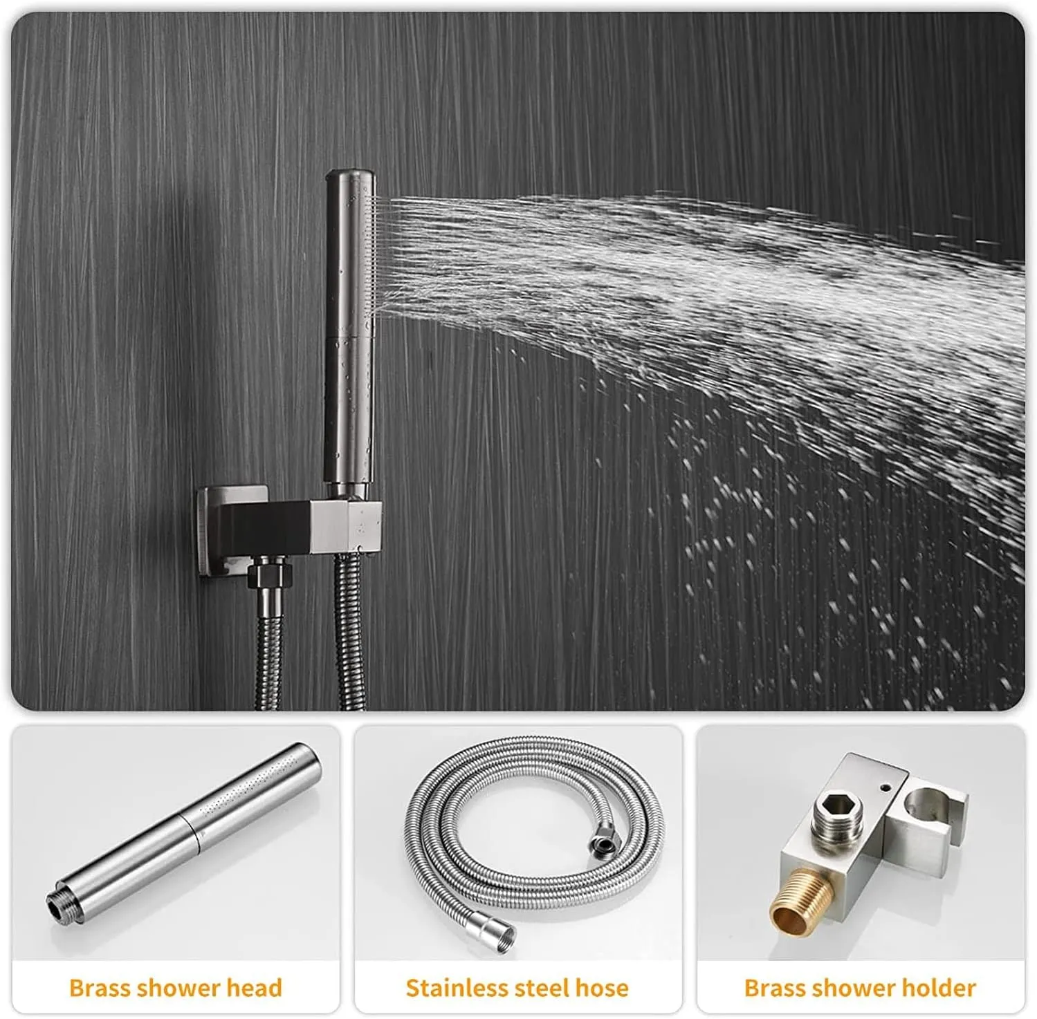 BESy Shower System with 12 Inch Rain Shower Head and Handheld Wall Mounted, High Pressure Rainfall Shower Faucet Fixture Combo Set with 2 in 1 Handheld Showerhead for Bathroom, Brushed Nickel