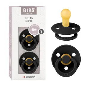 BIBS Pacifiers Colour Collection | Natural Rubber Baby Pacifier | Set of 2 BPA-Free Soothers | Made in Denmark | 0  Months (Pack of 2) | Black
