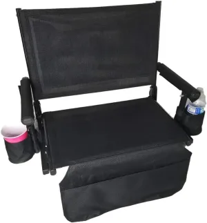 Big Daddy Super Heavy-Duty Stadium Seat - Portable & Easy to Carry - Chair with Seat Cushion, Two Baseball Theme Drink Holders & One Blanket