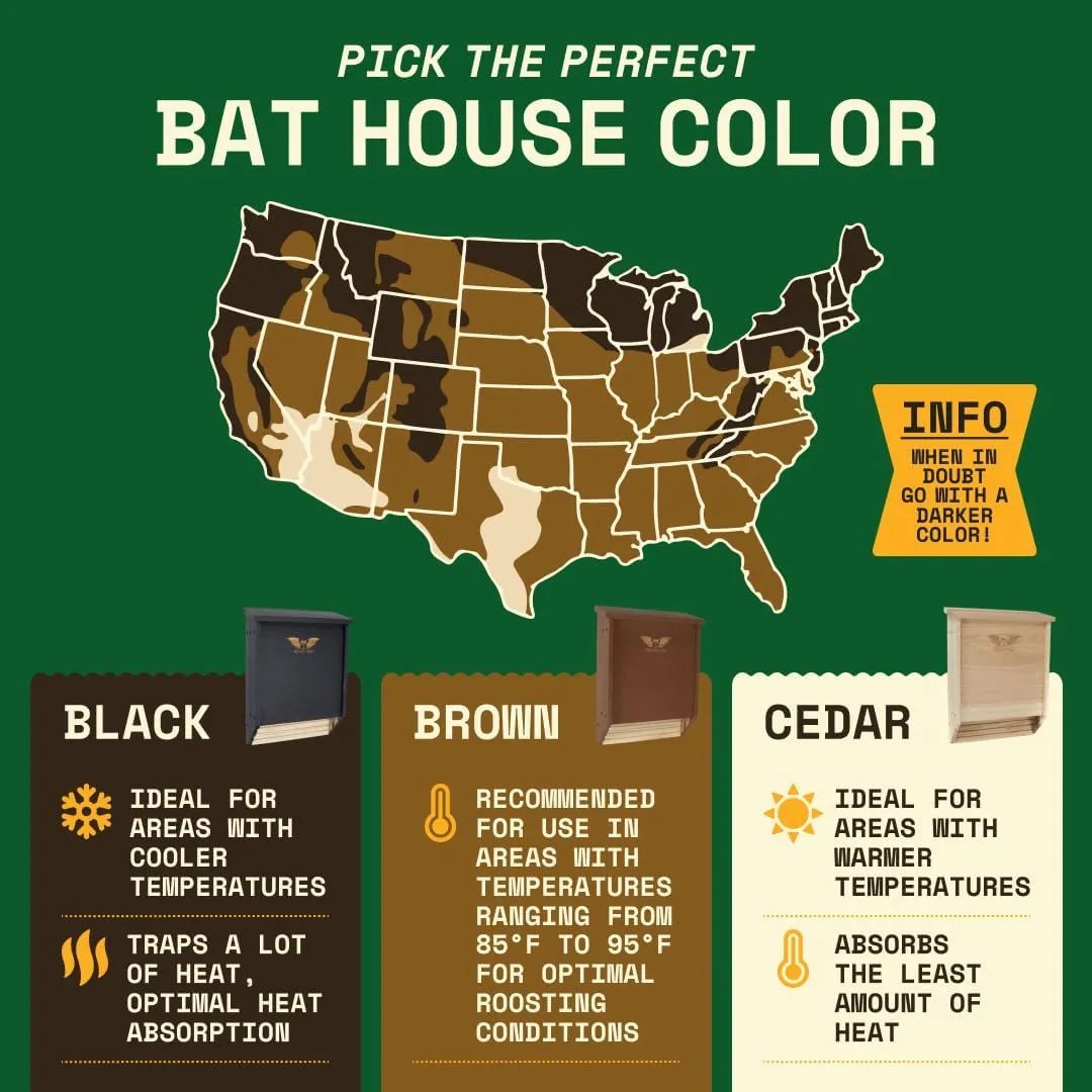 BIGBATBOX - Bat House for Outdoors - Clean Your Backyard from Mosquitoes - Wooden Bat House Kit - with Our Proven Bat Box Design, You are Almost Guaranteed to Attract Bats! WildYard