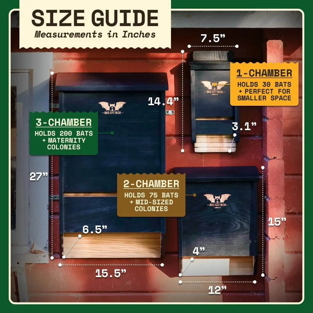 BIGBATBOX - Bat House for Outdoors - Clean Your Backyard from Mosquitoes - Wooden Bat House Kit - with Our Proven Bat Box Design, You are Almost Guaranteed to Attract Bats! WildYard