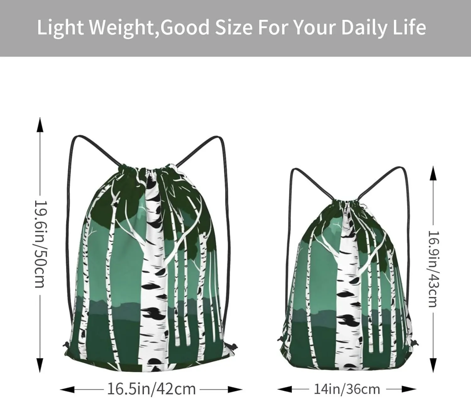 Birch Trees Drawstring Backpack String Cinch Bag Polyester Sackpack For Fitness Training Workout