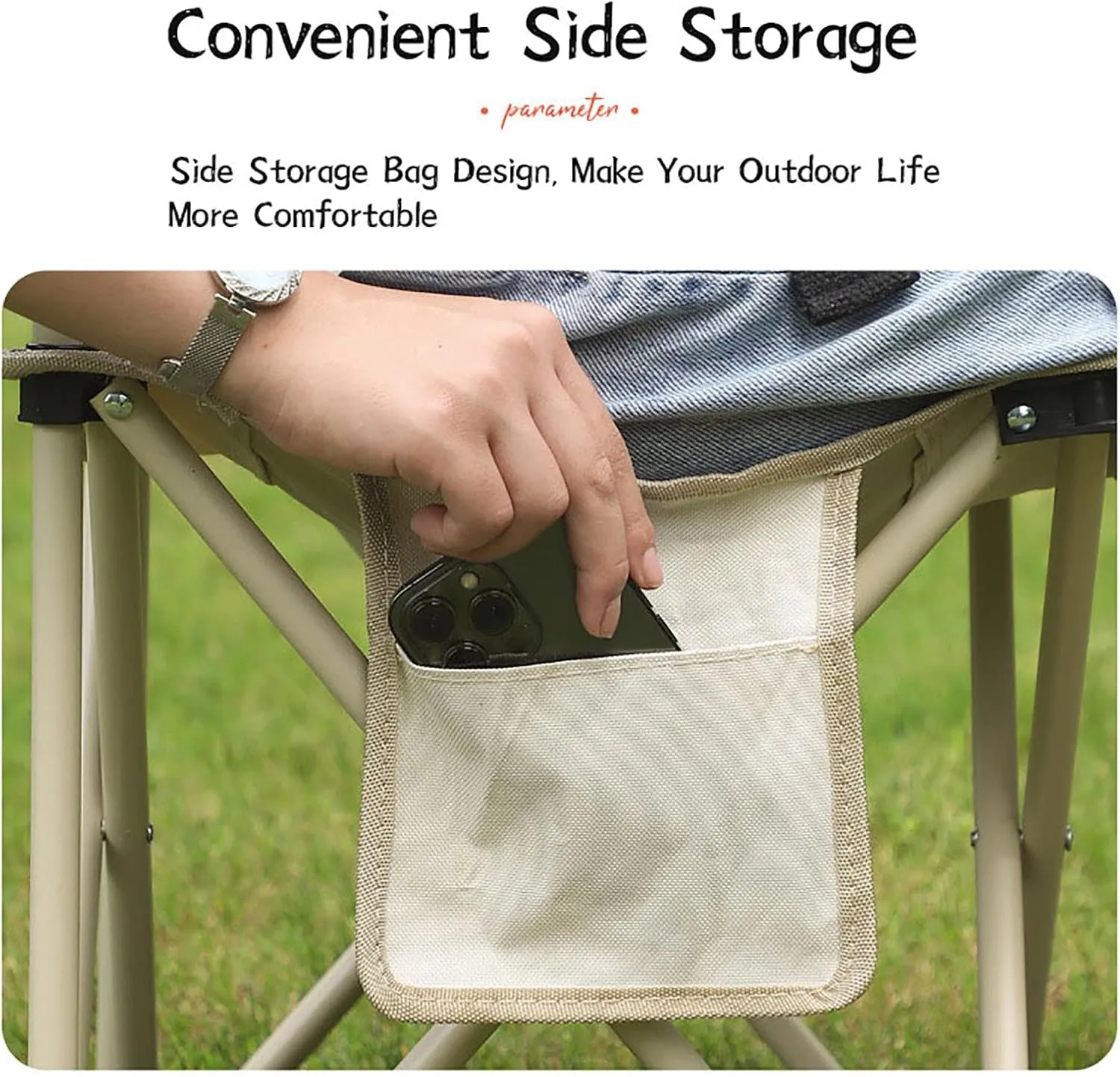 BK&MF Folding Camping Chair,Comfortable Reclining Folding Chair with Storage Pocket Adjustable Lawn Chair Stable Compact for Storage and Travel,B,39x39x64cm(15x15x25inch)