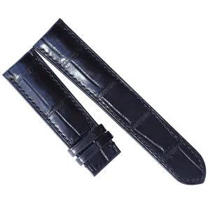 Black Alligator leather watch strap, leather replacement watch bands, high quality leather watch straps (With Steel Folding Clasp, 15mm)
