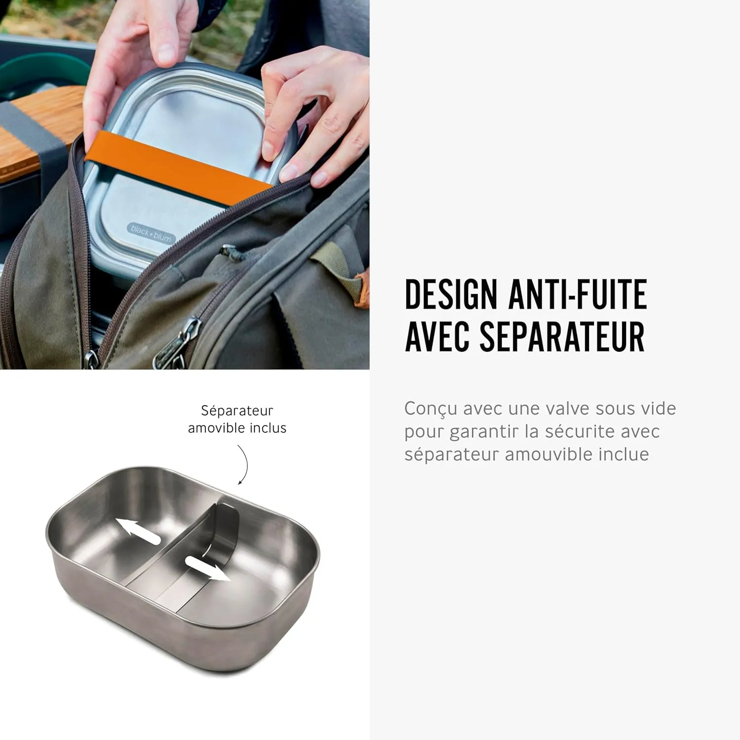 Black Blum Stainless-steel Lunch Box | Leak-proof Oven Safe Plastic Free Meal Prep Lunch Food Container, Orange, 1000ml / 34 fl oz