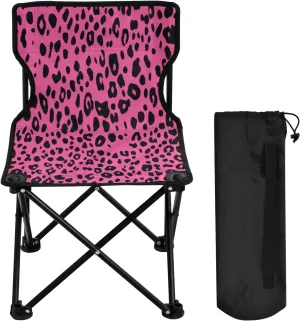 Black Leopard Portable Outdoor Folding Chair Anti-Slip Padded Oxford Cloth Stool Camping Chair Small for Beach Hiking Fishing Gardening Quad Camp Chair