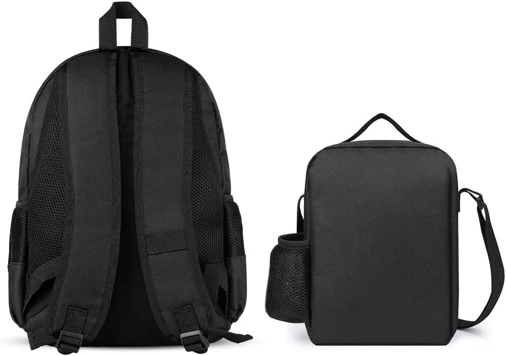 Black Rainbow Butterfly Lightweight Pocket Backpack Crossbody Lunch Bag Set Unisex