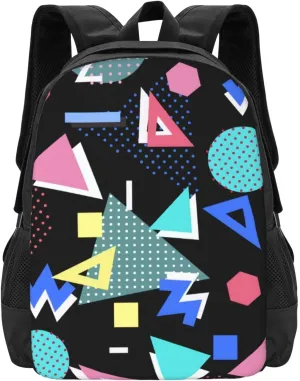 Black Retro 80s Mem-Phis Lightweight Packable Backpack Travel Casual Large Capacity Daypack Foldable Backpack For Men Women