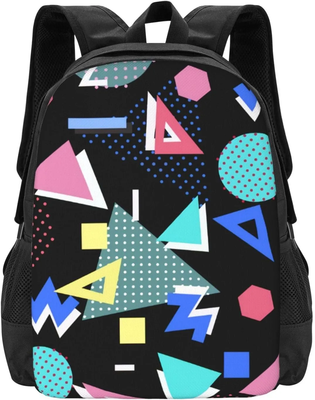 Black Retro 80s Mem-Phis Lightweight Packable Backpack Travel Casual Large Capacity Daypack Foldable Backpack For Men Women