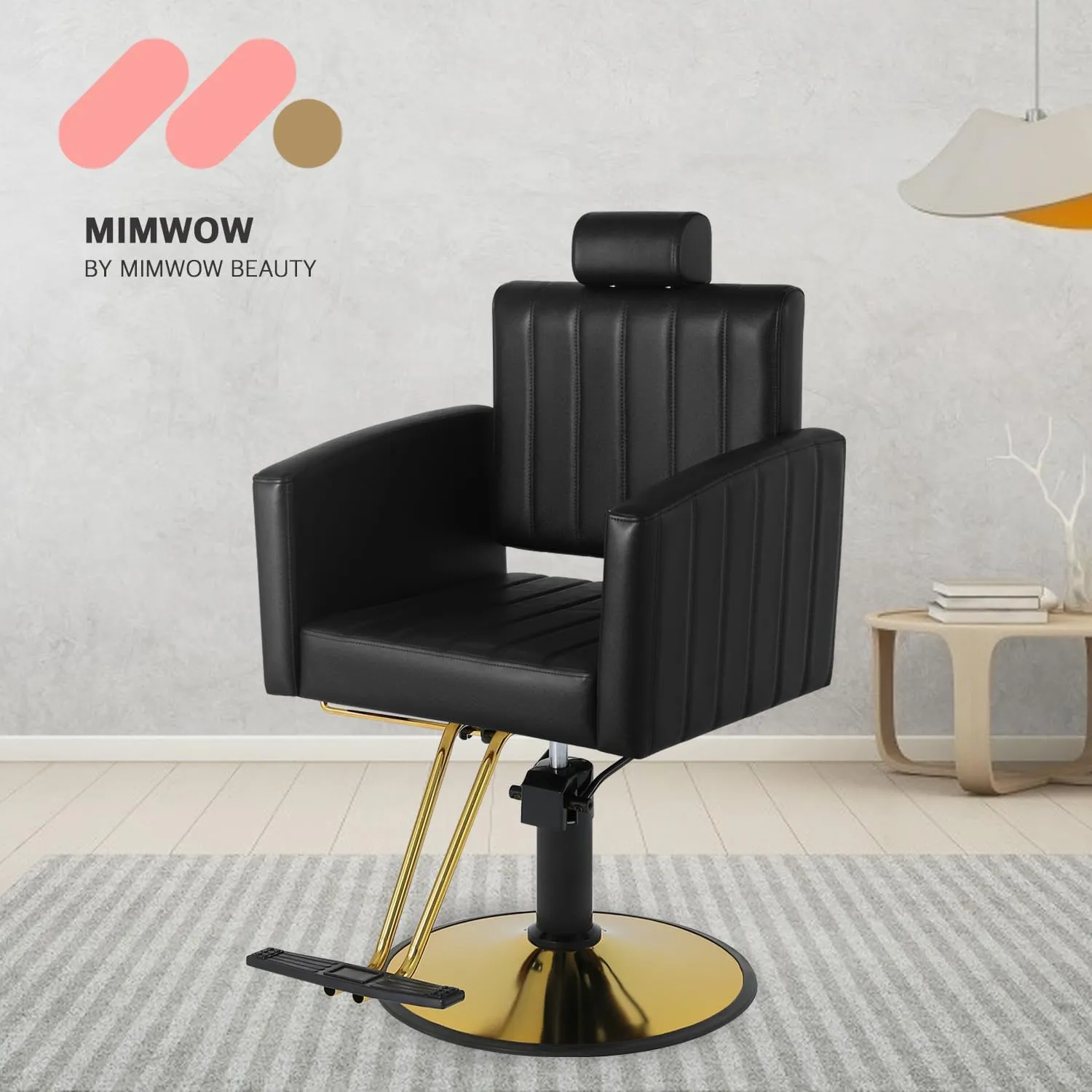 Black Salon Chair for Hair Stylist, 90°-135° Reclining Barber Chair for Barbershop with Hydraulic Pump, 360° Swivel, Multi-Function Hair Styling Shampoo Chair Tattoo Chair Braiding Chair