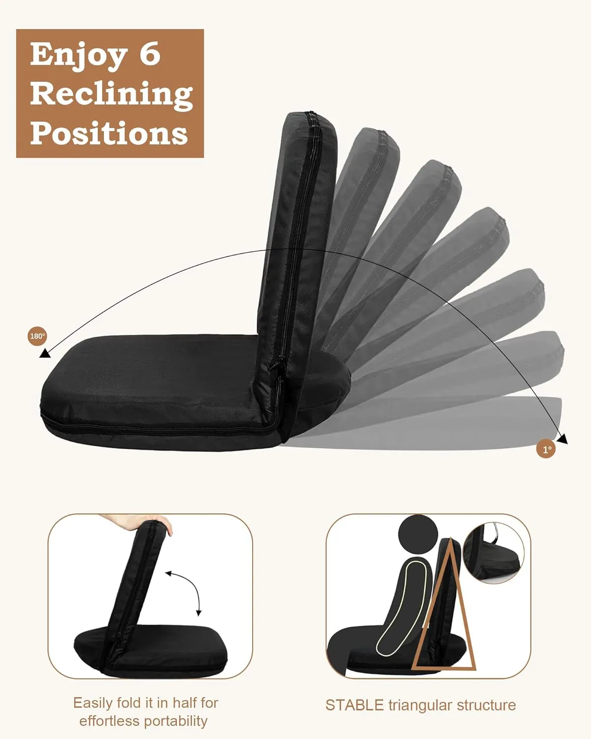 Bleacher Chairs with Back and Cushion Wide-Stadium Seats Bleacher Chairs 6-Position Reclining Waterproof Cushion Ultralight Foldable Thick Padding for Sport Events