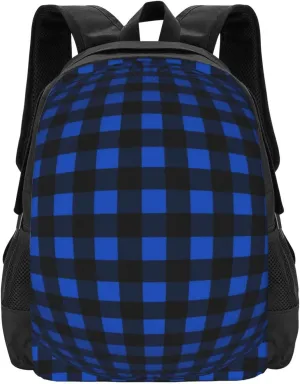 Blue And Black Buffalo Check Lightweight Packable Backpack Travel Casual Hiking Daypack Foldable Backpack For Men Women
