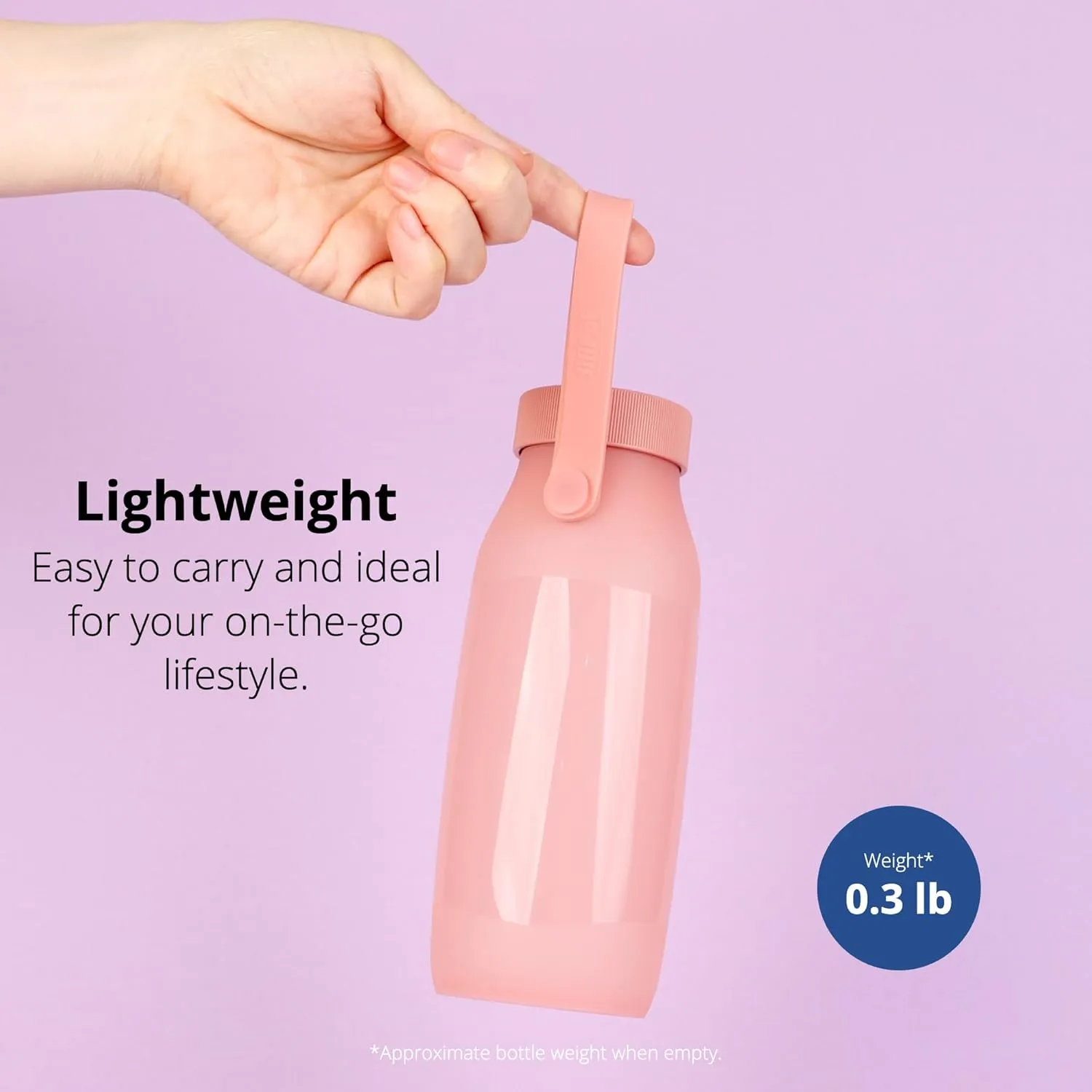 BLUE GINKGO Collapsible Water Bottle [2-Pack] – Lightweight, Foldable Silicone Bottles for Travel, Hiking, and Camping (16.9oz, Made in Korea, Rose Pink)