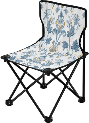 Blue Mandala Flower Portable Outdoor Folding Chair Anti-Slip Padded Oxford Cloth Stool Camping Chair Small for Beach Hiking Fishing Gardening Quad Camp Chair
