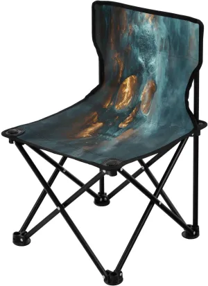 Blue Misty Skeleton Portable Outdoor Folding Chair Anti-Slip Padded Oxford Cloth Stool Camping Chair Small for Beach Hiking Fishing Gardening Quad Camp Chair