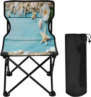 Blue Plank Starfish Portable Outdoor Folding Chair Anti-Slip Padded Oxford Cloth Stool Camping Chair Small for Beach Hiking Fishing Gardening Quad Camp Chair