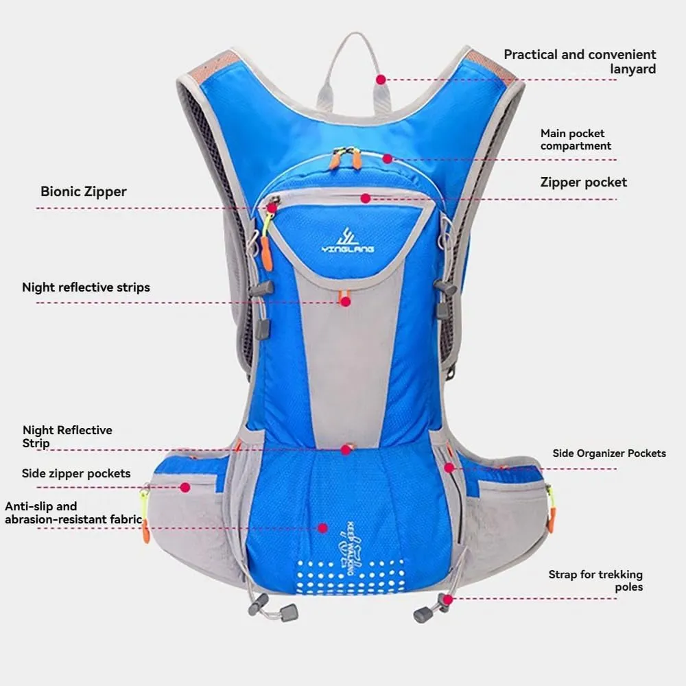 BlueField Lightweight Hydration Backpack Hiking Water Backpack Women Men Hydration Pack for Travel, Biking, Running