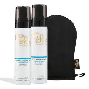 Bondi Sands Light/Medium Self Tanning Foam Value Kit | Includes 2 Lightweight Sunless Tan Foams   1 Application Mitt for a Flawless Finish ($54 Value)