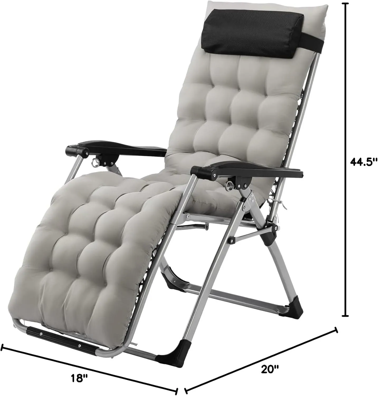 Bonnlo Padded Zero Gravity Reclining Lounge Chair with Removable Cushion and Tray 1/2 Pack- Indoor/Outdoor Folding Patio & Lawn Chair for Camping Beach Balcony Poolside