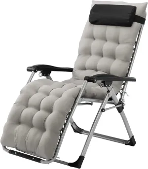 Bonnlo Padded Zero Gravity Reclining Lounge Chair with Removable Cushion and Tray 1/2 Pack- Indoor/Outdoor Folding Patio & Lawn Chair for Camping Beach Balcony Poolside