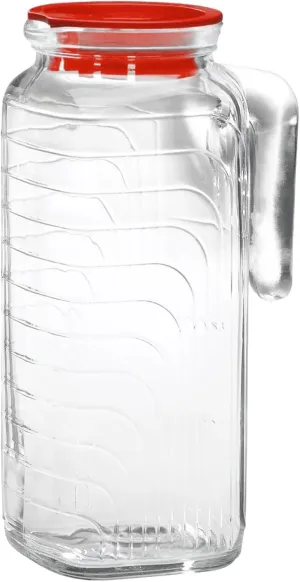 Bormioli Rocco Gelo Jug with Red Lid, 41-Ounce