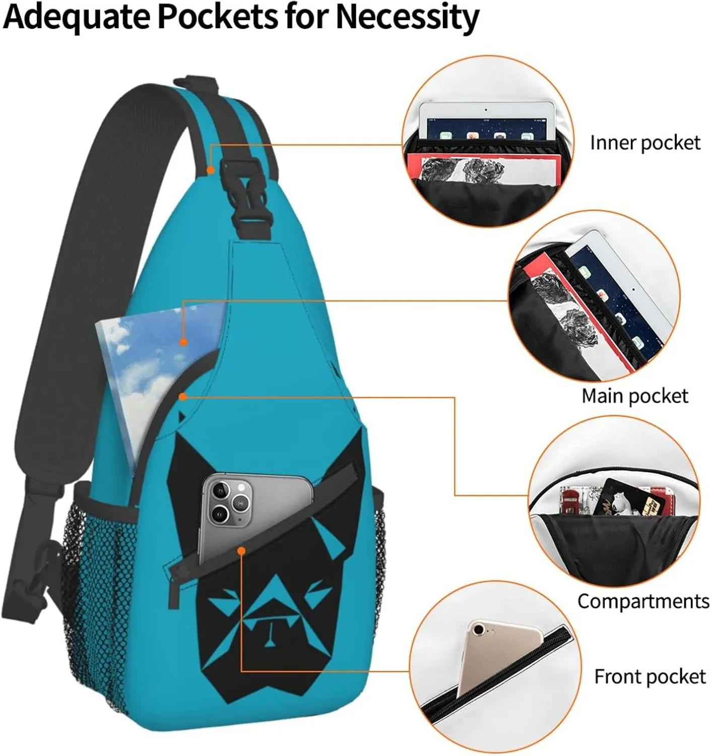 Boston Terrier Hiking Daypacks Cross-body Sling Backpack for Men Women Outdoor Cycling Hiking Travel