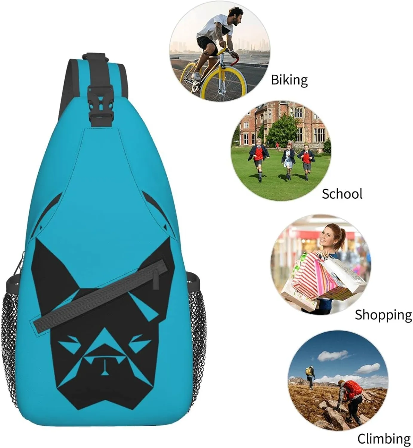 Boston Terrier Hiking Daypacks Cross-body Sling Backpack for Men Women Outdoor Cycling Hiking Travel