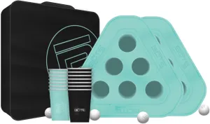 BOTE Stainless Steel Beer Pong Game Classic Party Pack Kit Floats On Water Table Play Compatible for Pool Beach Lake Camping Full Set with Cups Balls Floating EVA Racks Travel Bag 21 Piece Set