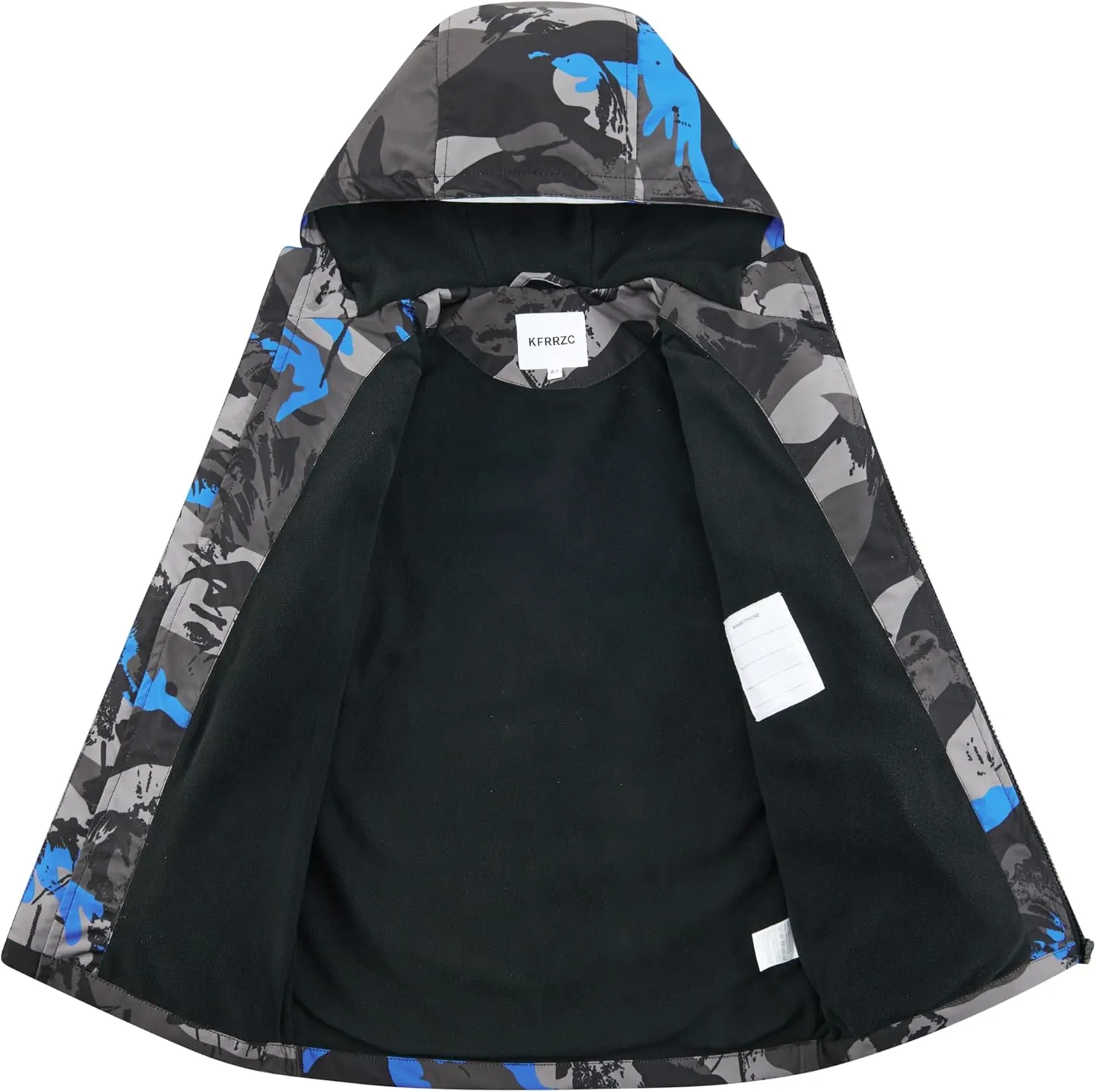 Boys Rain Jackets Waterproof Hooded fleece Raincoats Lightweight Windbreakers for Kids