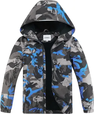 Boys Rain Jackets Waterproof Hooded fleece Raincoats Lightweight Windbreakers for Kids