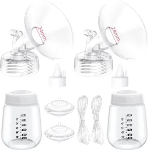 Breast Pump Parts Compatible with Spectra S1/S2/9 Plus, Not Original Accessories, Full Set Replacements Include 24mm Flanges, Valves, Backflow Protectors (Duckbills Included), Tubings and Bottles