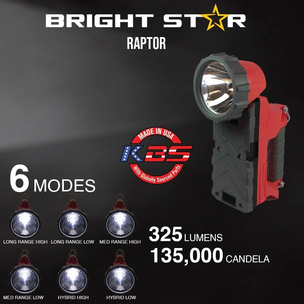 BRIGHT STAR Raptor Spot Rechargeable Lantern with 135,000 Candela Brightness, Ultra-Long Range, intrinsically Safe, 3 Modes, (4-Cell Pack, Hi-Vis Green)