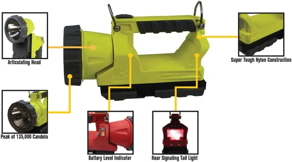 BRIGHT STAR Raptor Spot Rechargeable Lantern with 135,000 Candela Brightness, Ultra-Long Range, intrinsically Safe, 3 Modes, (4-Cell Pack, Hi-Vis Green)