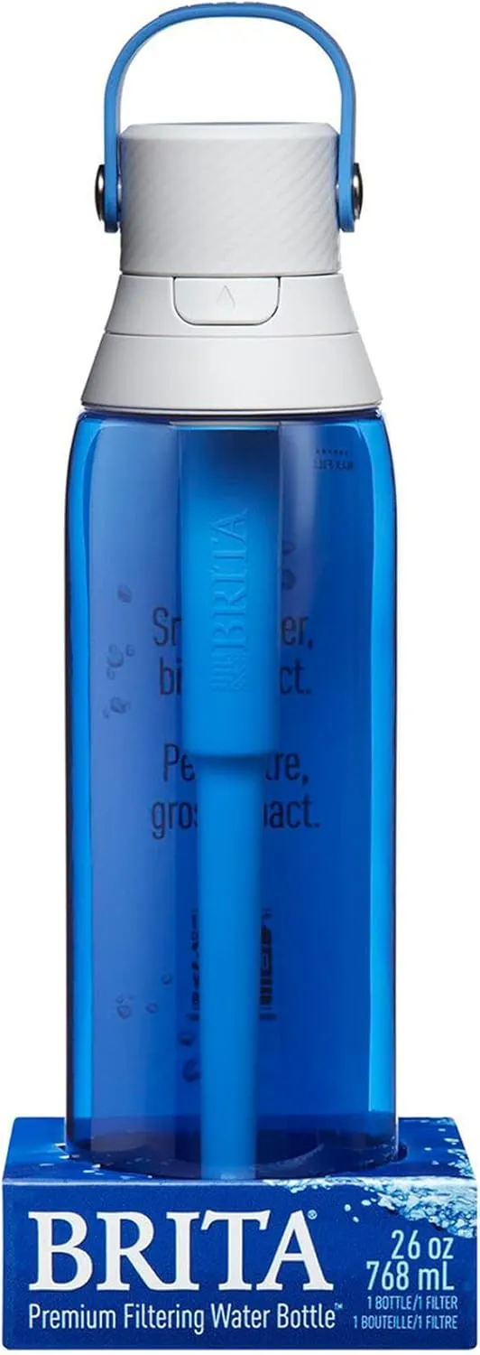 Brita 26 Ounce Premium Filtering Water Bottle with Filter - BPA Free - Sapphire