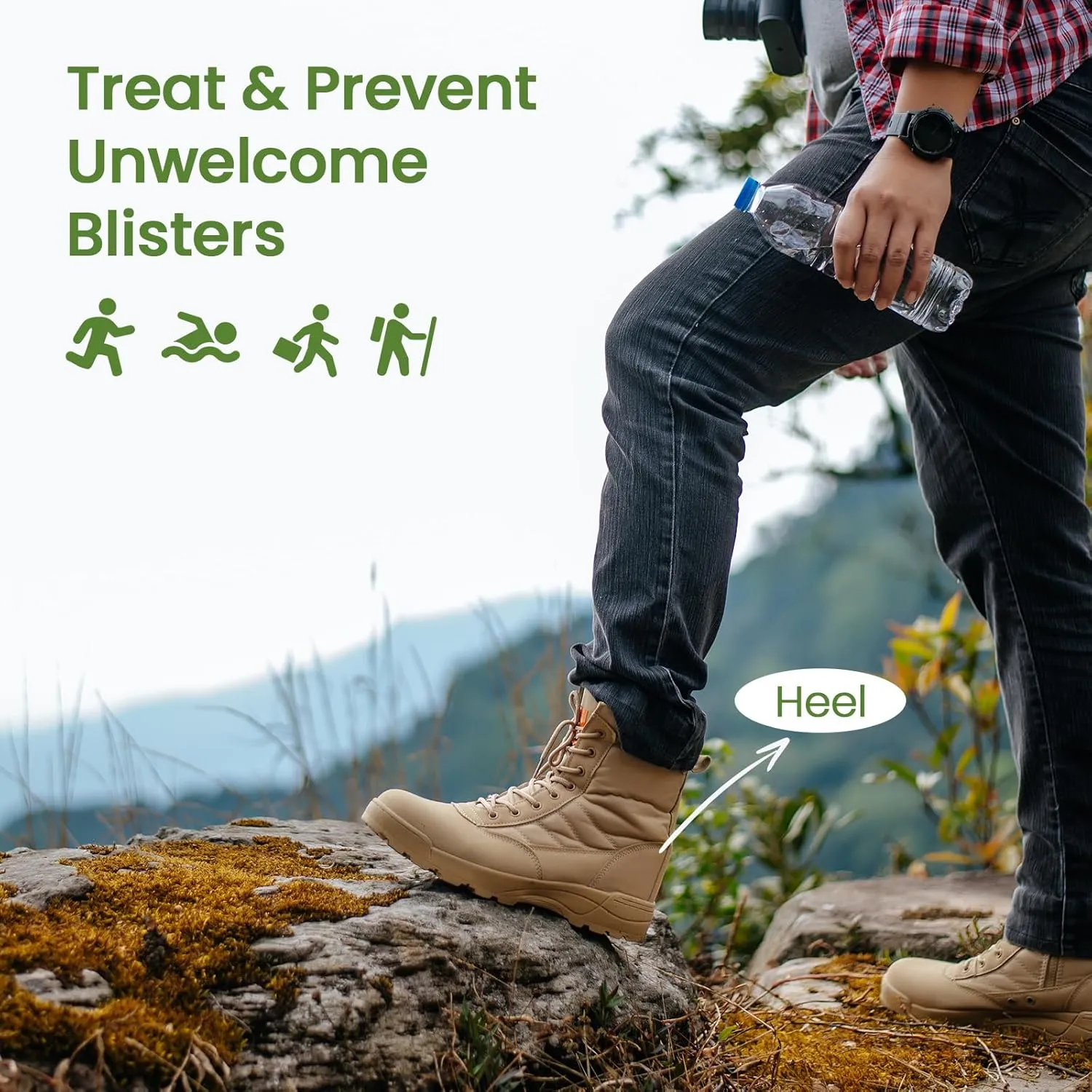 Bukihome Gel Blister Hydrocolloid Bandages - 60Pcs Blister Cushions for Foot - Water Resistant Adhesive Bandages, Toe Blister Pads for Prevention & Recovery, Reduce Friction with Heels (Heel Pack)