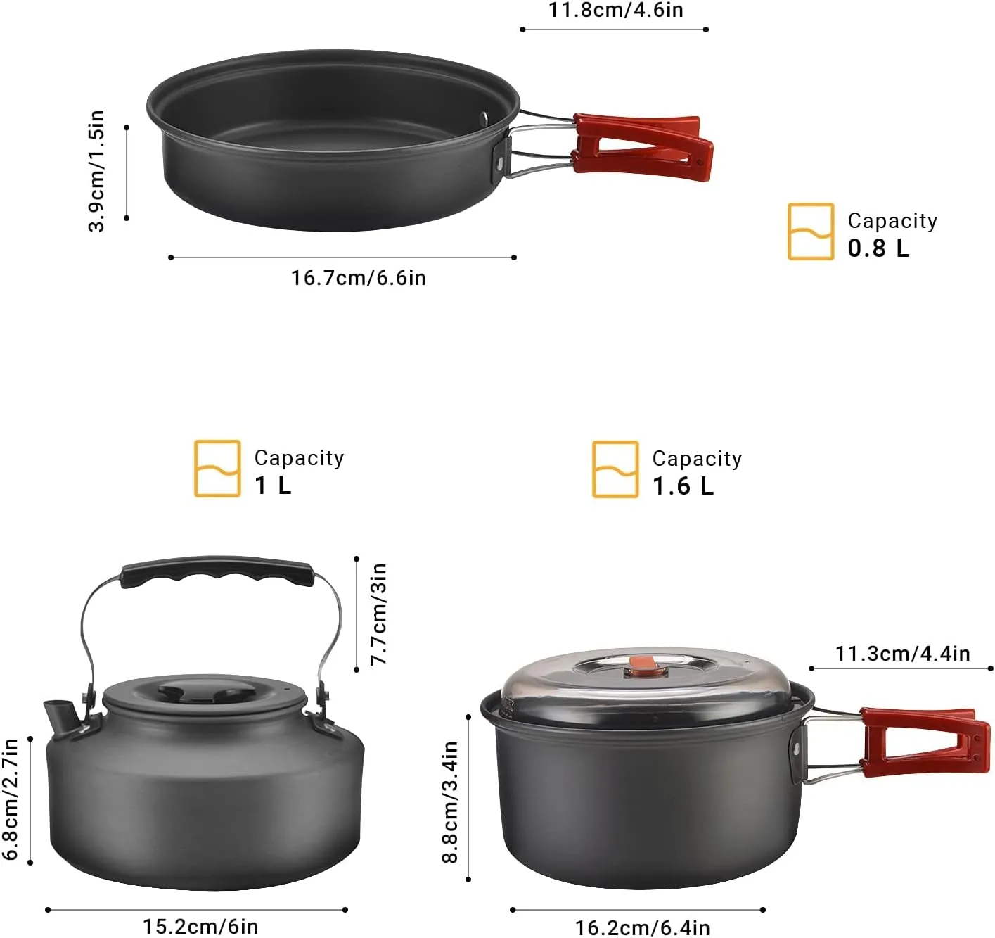 Bulin 24/13/11/8PCS Camping Cookware pots and Pans Backpacking Cooking Set Lightweight Cookware Mess kit Outdoor Cook Gear for Family Hiking Picnic