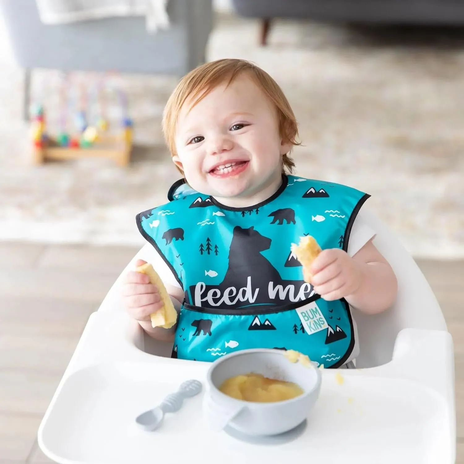 Bumkins Bibs for Girl or Boy, SuperBib Baby and Toddler for 6-24 Months, Essential Must Have for Eating, Feeding, Baby Led Weaning Supplies, Mess Saving Catch Food, 3-pk Outdoors and Wildlife