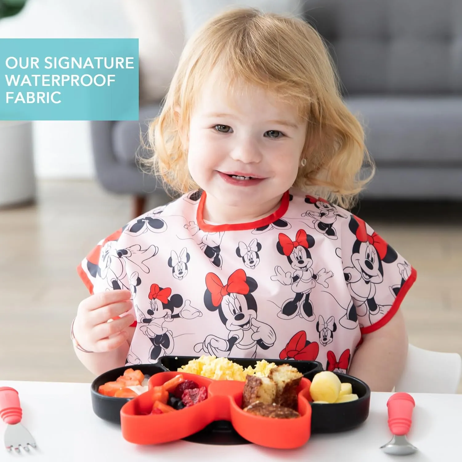 Bumkins Bibs - Toddler Bibs, Waterproof, Large for 1-3 Years, Short Sleeve