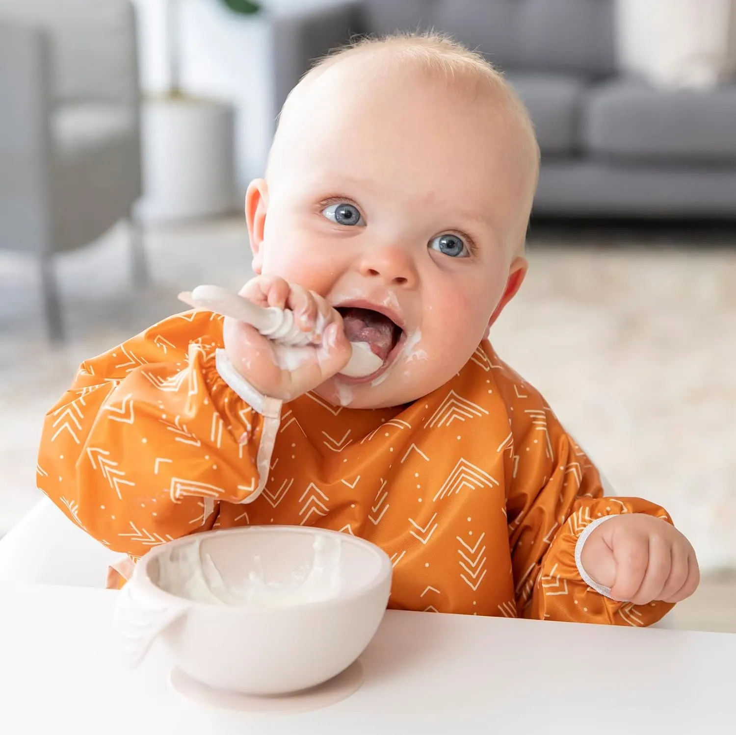 Bumkins Sleeved Bib for Girl or Boy, Baby and Toddler for 6-24 Mos, Essential Must Have for Eating, Feeding, Baby Led Weaning Supplies, Long Sleeve Mess Saving Food Catcher, 2-pk Camp and Grounded