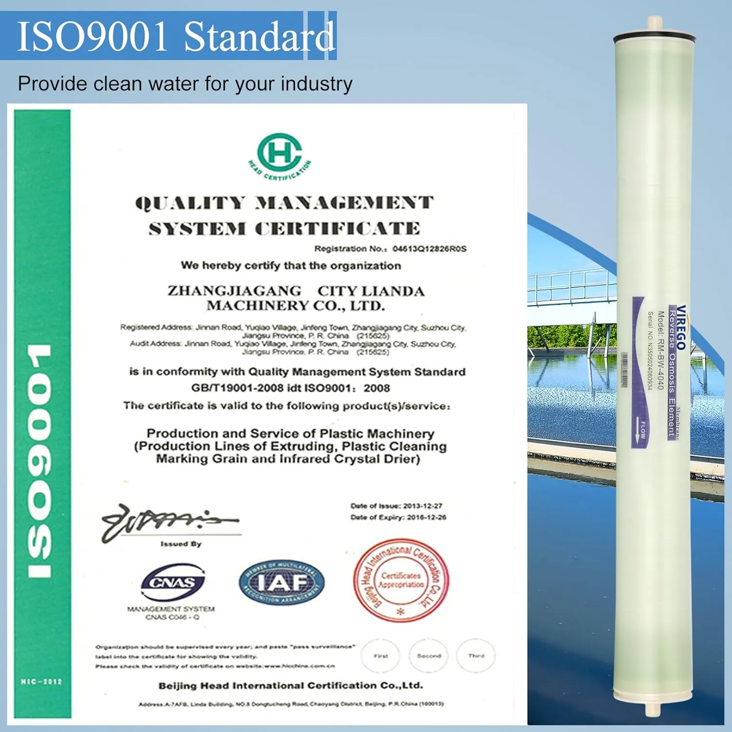 BW-4040, BW-4040 Reverse Osmosis Membrane for Desalination of Brackish Water, 4x40 Reverse Osmosis Membrane for Commercial, Industrial, Whole House, NSF Certified, 99.5% Desalination Rate, 2400 GPD