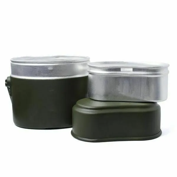 BW Germany Army Style mess kit Aluminium military bowler pot 3 pieces kit repro