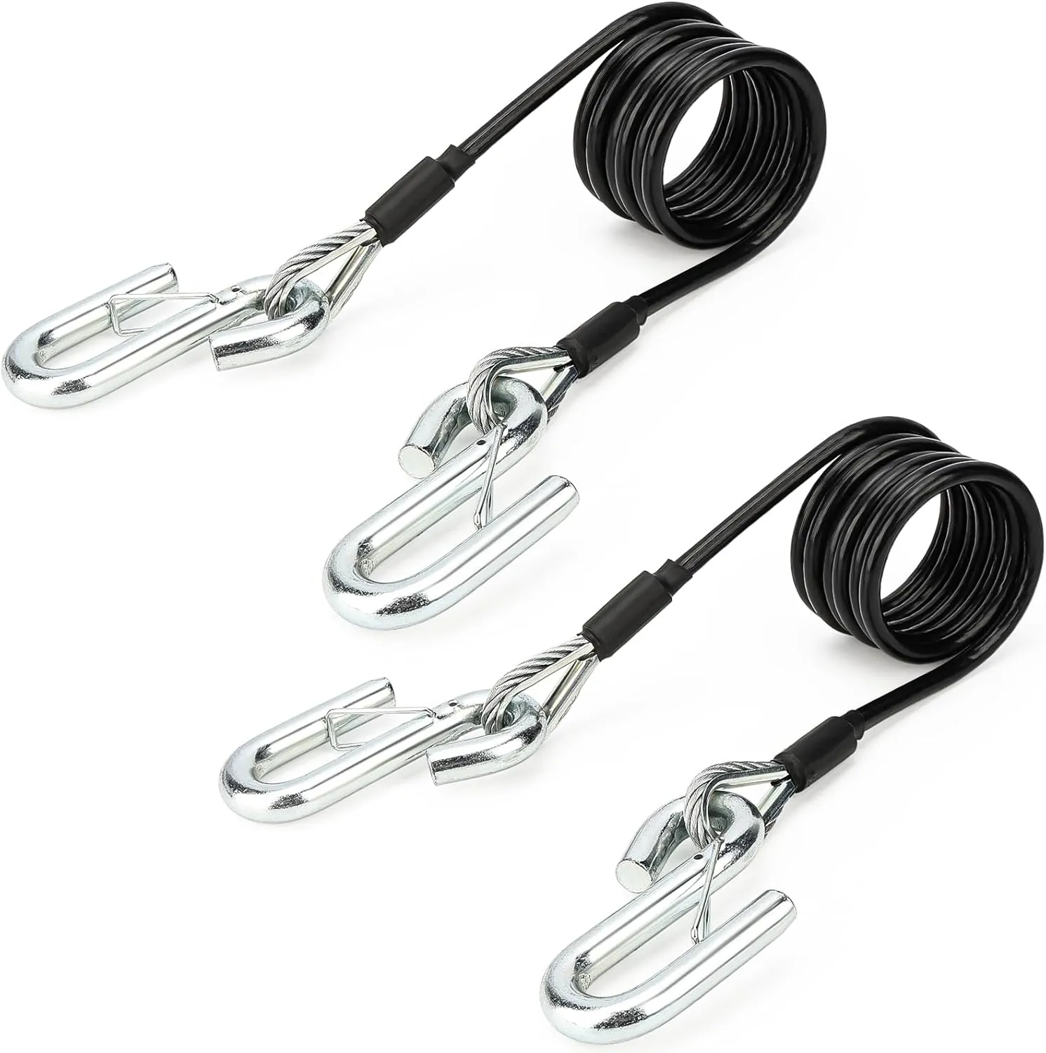 BX88196 Safety Cable Kit with S-Hook | 7 Ft 7500LBS Black Coiled Cable Replace# BX88196 （Set of 2） (BX88196)